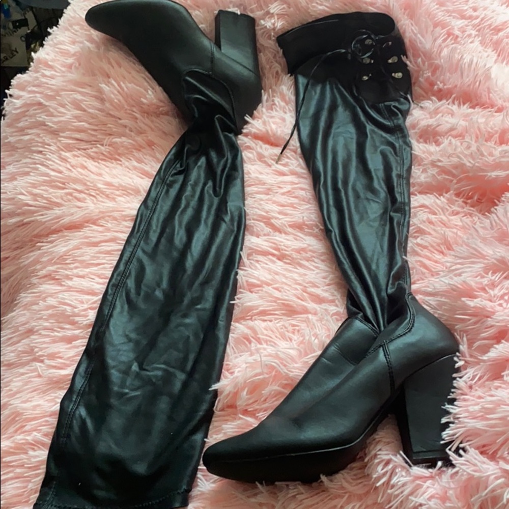 Faux leather thigh high boots (Charlotte Russe)